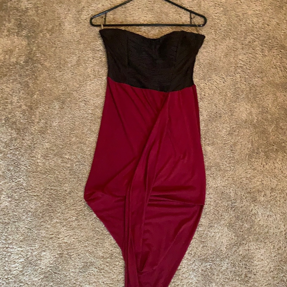Strapless black and red dress